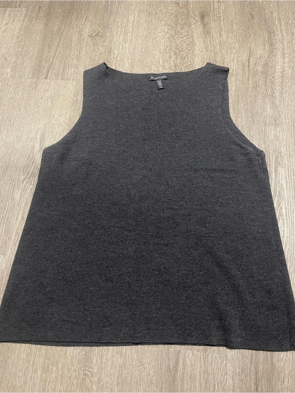 Eileen Fisher Charcoal Knit Sleeveless Tank Top 💯Wool